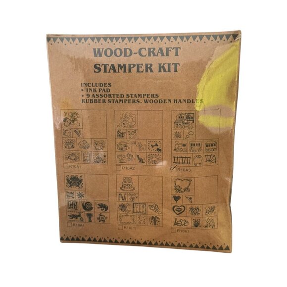 Wood-Craft Stamp Kit With Ink Pad & 9 Assorted Rubber Stampers - Picture 5 of 7